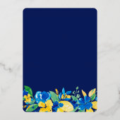 レモイタリアンンブルーフローラスクリプトブライダルシャワー 箔招待状 (裏面)