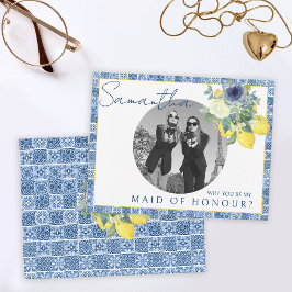 レモイタリアンン地中海のメイド・オブ・オーナー（花嫁付き添い人）写真 サンキューカード