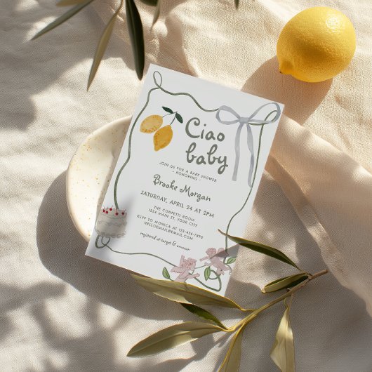 レモイタリアンン男女兼用ベビーシャワー 招待状