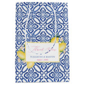 レモイタリアンン結婚ズの青と白のタイル ミディアムペーパーバッグ (正面)