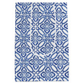 レモイタリアンン結婚ズの青と白のタイル ミディアムペーパーバッグ (裏面)