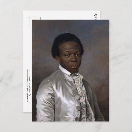 レモインによる刺繍の青少年のポートレート ポストカード (正面/裏面)