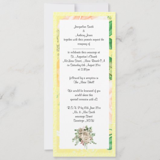 レモエレガントンイエロー庭園の結婚式招待状 招待状 (正面)