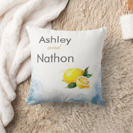 レモエレガントンイエロー&ブルーウォーター結婚カラー クッション