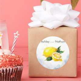 レモエレガントンイエロー&ブルーウォーター結婚カラー ラウンドシール