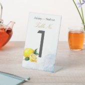 レモエレガントンイエロー&ブルーウォーター結婚カラー 台座サイン (インサイチュ)