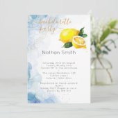 レモエレガントンイエロー&ブルーウォーター結婚カラー 招待状 (スタンド正面)