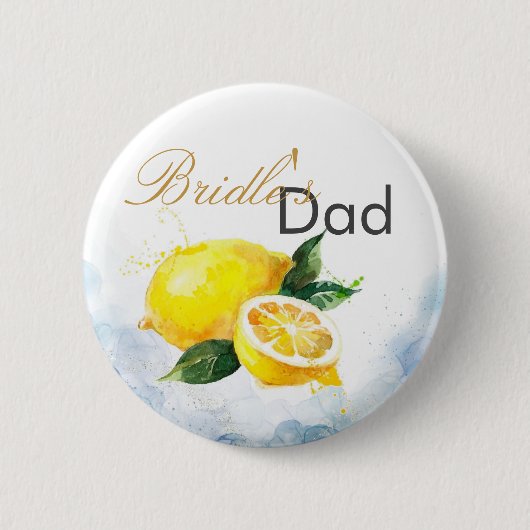 レモエレガントンイエロー&ブルーウォーター結婚カラー 缶バッジ (正面)