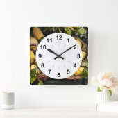 レモエレガントンイタリアンバスケットアマルフィコーストレモン スクエア壁時計 (ホーム)