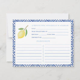 レモエレガントンイタリアンブライダルシャワーレシピカード 招待状