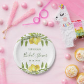 レモエレガントンズウォーターカラーグリーナリーブライダルシャワー ペーパープレート (パーティー)