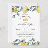 レモエレガントンズウォーターカラーグリーナリーブライダルシャワー 招待状 (正面)