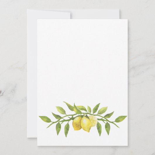 レモエレガントンズウォーターカラー緑のカップルのシャワー 招待状 (裏面)