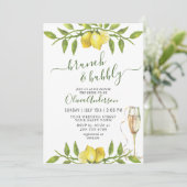 レモエレガントンズウォーターカラー緑のブランチ&バブリー 招待状 (スタンド正面)