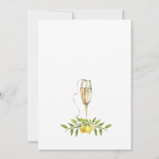 レモエレガントンズウォーターカラー緑のブランチ&バブリー 招待状 (裏面)