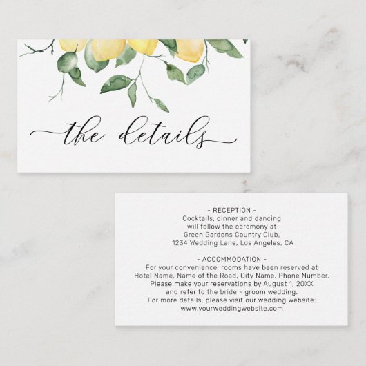 レモエレガントンズウォーター結婚カラー詳細 エンクロージャーカード (正面/裏面)