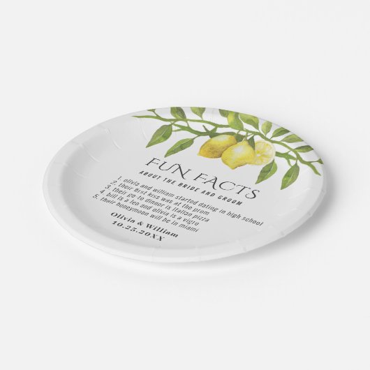 レモエレガントンズグリーンリーおもしろいの事実結婚の ペーパープレート (アングル)