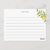 レモエレガントンズグリーンリーブライダルシャワーレシピカード ポストカード (裏面)