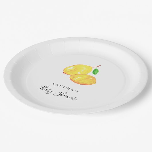 レモエレガントンテーマベビーシャワーミニマルモダン ペーパープレート (アングル)