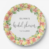 レモエレガントンフラワーズブライダルシャワー紙 ペーパープレート (正面)