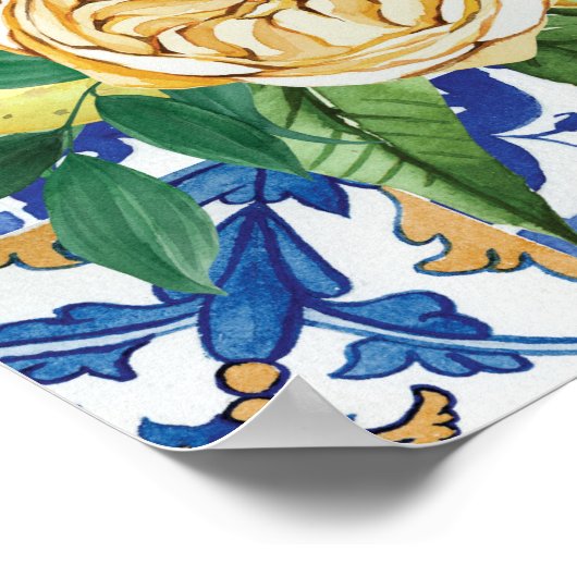 レモエレガントンフローラ幾何学赤ちゃんシャワーへようこそ ポスター (角)