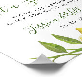 レモエレガントンフローラ結婚式のシーティングサイン ポスター (角)