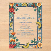 レモエレガントンボタニカル地中海のブ結婚ルーズ アクリル招待状 (正面)