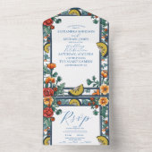 レモエレガントンボタニカル地中海のブ結婚ルーズ オールインワン招待状 (内側)