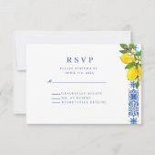 レモエレガントン地中海のとブルー結婚ズ 出欠カード (正面)