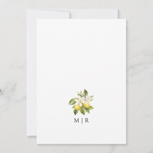 レモエレガントン地中海のウェディングの日付を保存 招待状 (裏面)