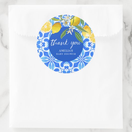 レモエレガントン地中海のシトラス赤ちゃんシャワー ラウンドシール (バッグ)