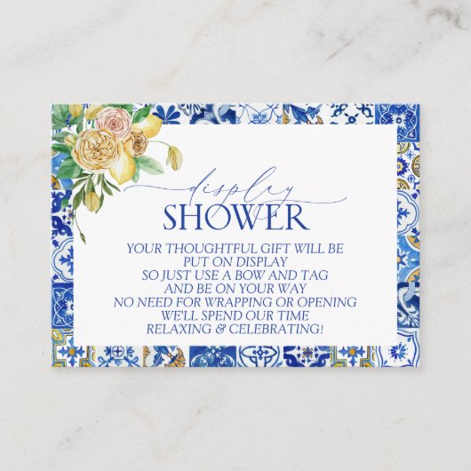 レモエレガントン地中海のディスプレイブライダルシャワー エンクロージャーカード (正面)