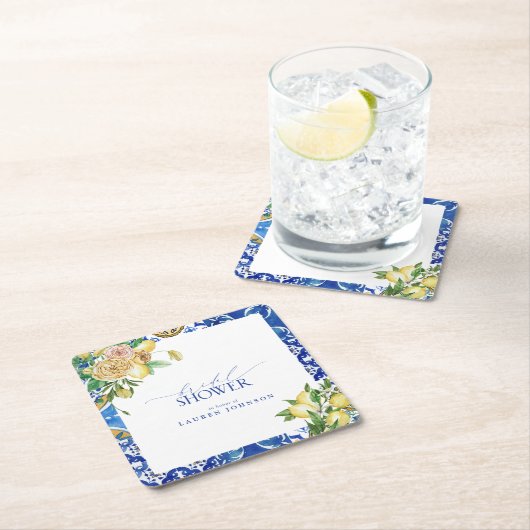 レモエレガントン地中海のフローラブライダルシャワー スクエアペーパーコースター (インサイチュ)