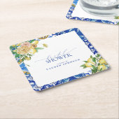 レモエレガントン地中海のフローラブライダルシャワー スクエアペーパーコースター (アングル)