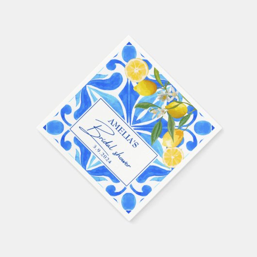 レモエレガントン地中海のフローラブライダルシャワー スタンダードカクテルナプキン (角)