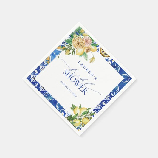 レモエレガントン地中海のフローラブライダルシャワー スタンダードカクテルナプキン (角)