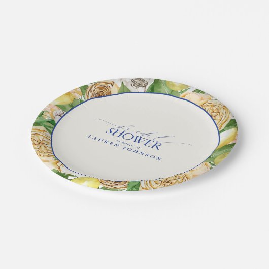 レモエレガントン地中海のフローラブライダルシャワー ペーパープレート (アングル)