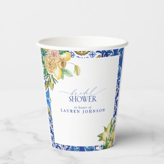 レモエレガントン地中海のフローラブライダルシャワー 紙コップ (裏面)