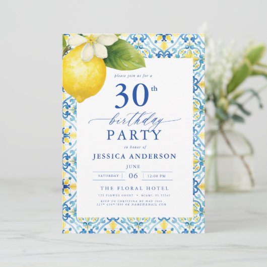 レモエレガントン地中海のフローラ30歳の誕生日 招待状 (スタンド正面)