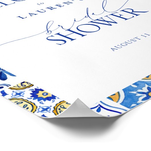 レモエレガントン地中海のブライダルシャワー歓迎 ポスター (角)