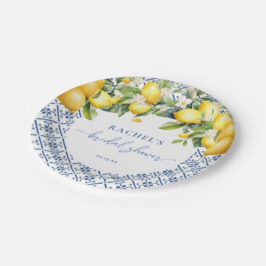 レモエレガントン地中海のブライダルシャワー ペーパープレート (アングル)