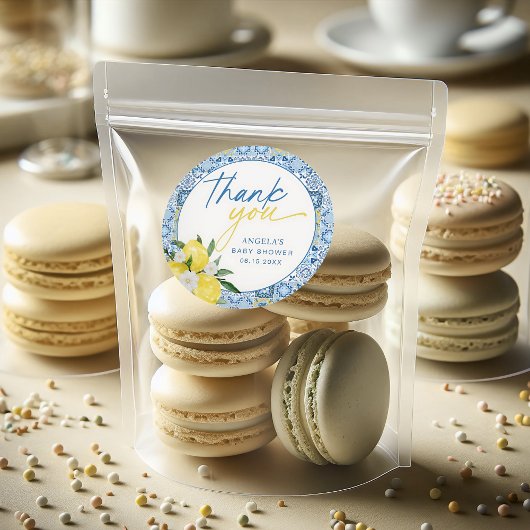 レモエレガントン地中海のベビーシャワーステッカー ラウンドシール