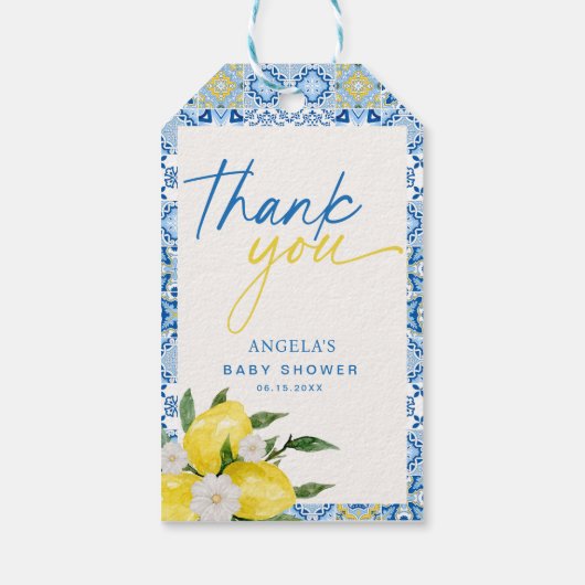 レモエレガントン地中海のベビーシャワー ギフトタグ (裏面)