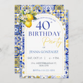 レモエレガントン地中海の40歳の誕生日 招待状 (正面/裏面)