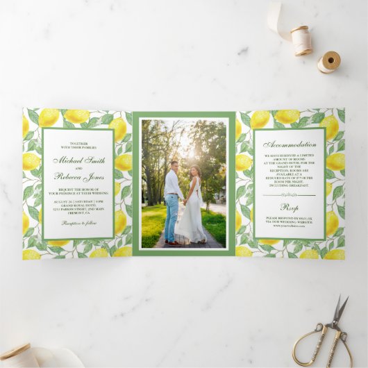 レモエレガントン果樹園の結婚写真 三つ折り招待状 (内部)