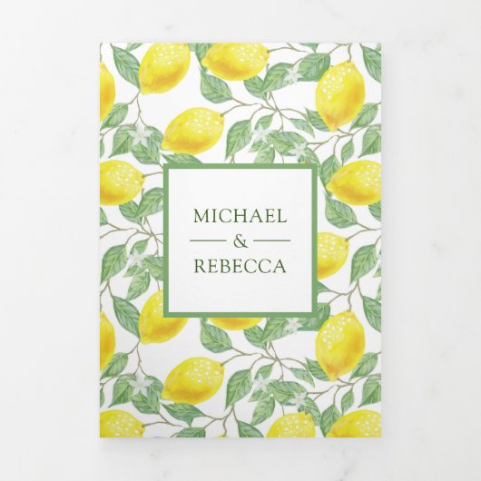 レモエレガントン果樹園の結婚写真 三つ折り招待状 (カバー)