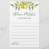 レモエレガントン水彩ブライダルシャワーアドバイスカード (正面)