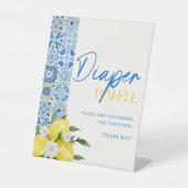 レモエレガントン赤ちゃんシャワーおむつラッフルサイン 台座サイン (正面)