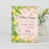 レモエレガントン金ゴールドグリッターブライダルシャワー 招待状 (スタンド正面)