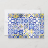 レモエレガント地中海のンとブルー結婚のQR 出欠カード (裏面)